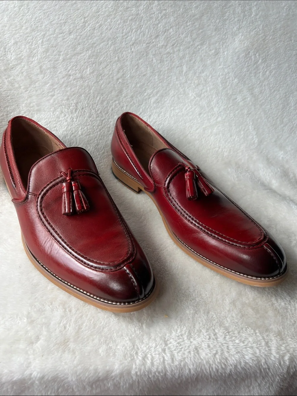 Stacy Adam’s Men's wLeather Tassel Loafers in Burgundy 10.5 W